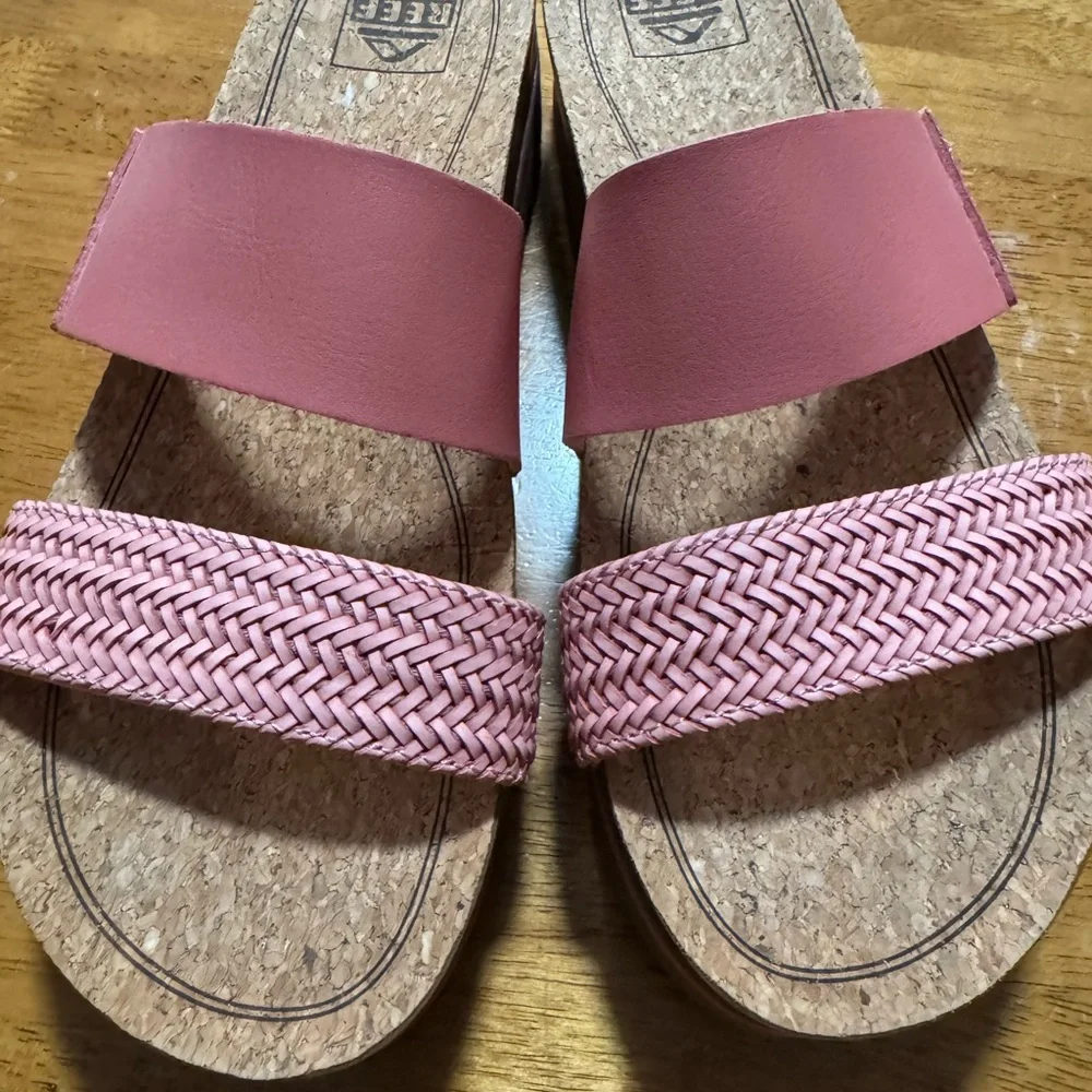 Reef Women's Pink Braided Cork Slide Sandals - Picture 1 of 4